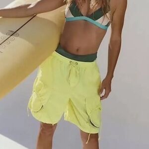 Free People Bright Yellow Cargo Pocket Shorts